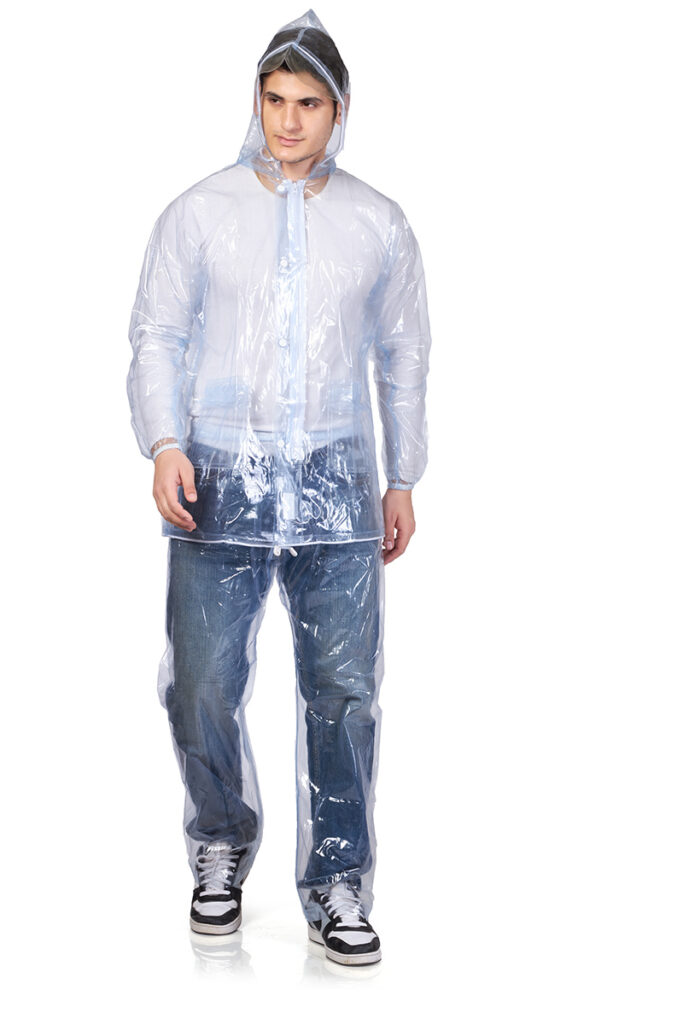 54A Rainbow Clear PVC Adults Rainsuit Minister Rain Wear